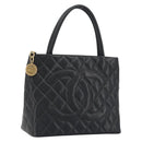 CHANEL Standard Tote Bag Caviar Skin Black Gold CC Auth am12339SAM-1