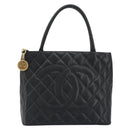 CHANEL Standard Tote Bag Caviar Skin Black Gold CC Auth am12339SAM-2
