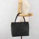 CHANEL Standard Tote Bag Caviar Skin Black Gold CC Auth am12339SAM-23