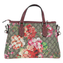 GUCCI GG Blooms Floral Hand Bag PVC Leather Beige Pink 429019 Auth am12340V-2