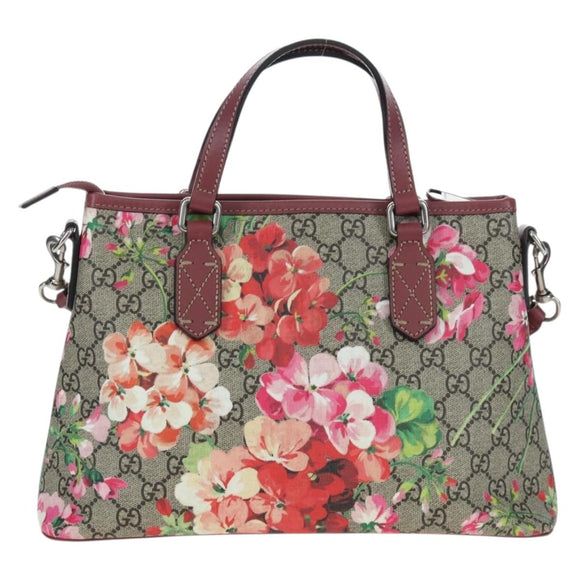 GUCCI GG Blooms Floral Hand Bag PVC Leather Beige Pink 429019 Auth am12340V