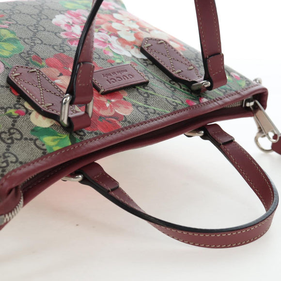 GUCCI GG Blooms Floral Hand Bag PVC Leather Beige Pink 429019 Auth am12340V