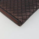 BOTTEGA VENETA Round Long Wallet Leather Brown Auth am12343V-11