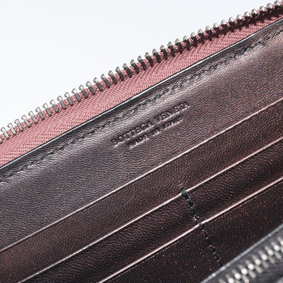 BOTTEGA VENETA Round Long Wallet Leather Brown Auth am12343V