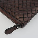 BOTTEGA VENETA Round Long Wallet Leather Brown Auth am12343V-9