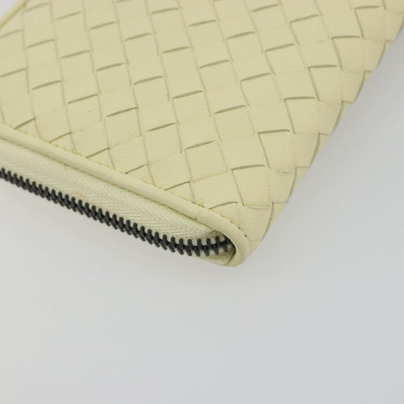 BOTTEGA VENETA INTRECCIATO Round Long Wallet Leather Yellow Auth am12344V