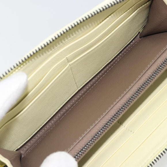 BOTTEGA VENETA INTRECCIATO Round Long Wallet Leather Yellow Auth am12344V