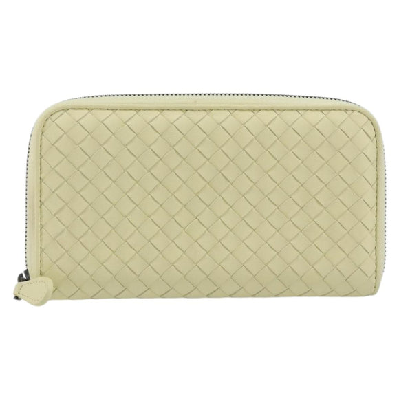 BOTTEGA VENETA INTRECCIATO Round Long Wallet Leather Yellow Auth am12344V