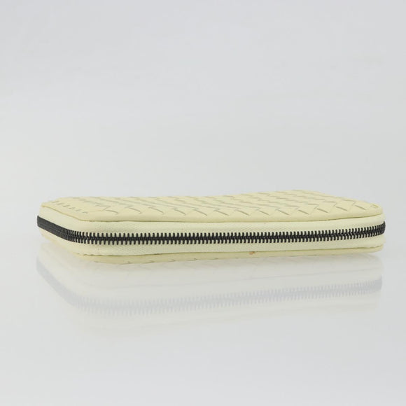 BOTTEGA VENETA INTRECCIATO Round Long Wallet Leather Yellow Auth am12344V