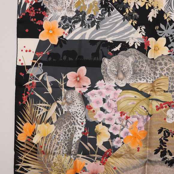 Salvatore Ferragamo Leopard Scarf Silk Multicolor Auth am12346M