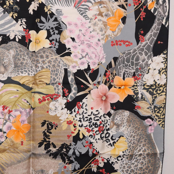 Salvatore Ferragamo Leopard Scarf Silk Multicolor Auth am12346M