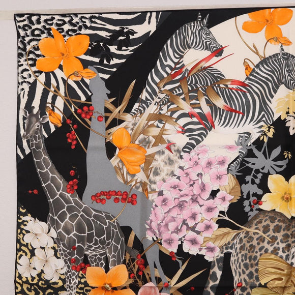 Salvatore Ferragamo Leopard Scarf Silk Multicolor Auth am12346M