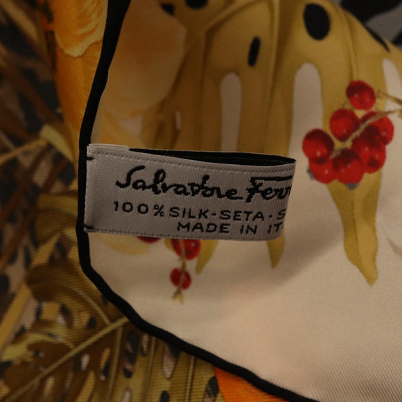 Salvatore Ferragamo Leopard Scarf Silk Multicolor Auth am12346M