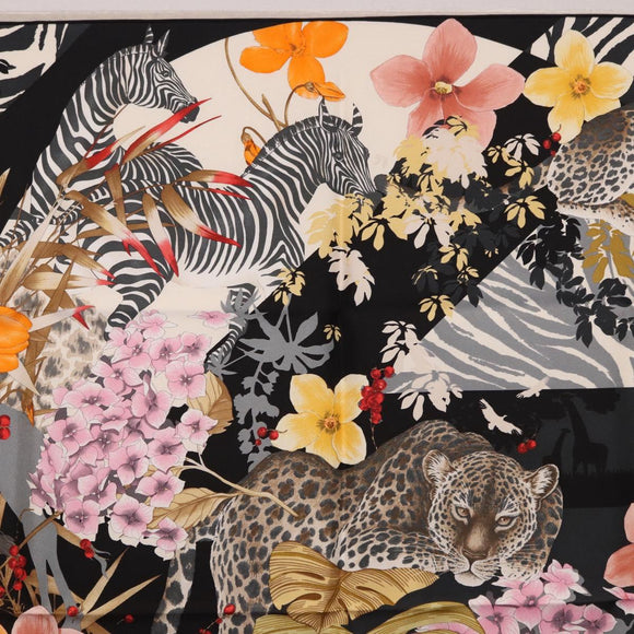 Salvatore Ferragamo Leopard Scarf Silk Multicolor Auth am12346M