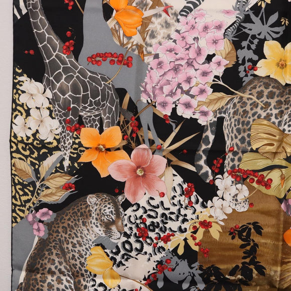 Salvatore Ferragamo Leopard Scarf Silk Multicolor Auth am12346M