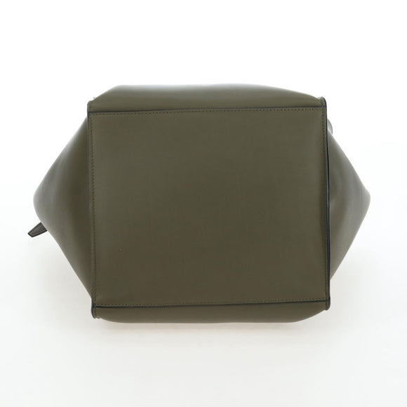CELINE Big Bag Small Hand Bag Leather Khaki Silver Auth am12347M