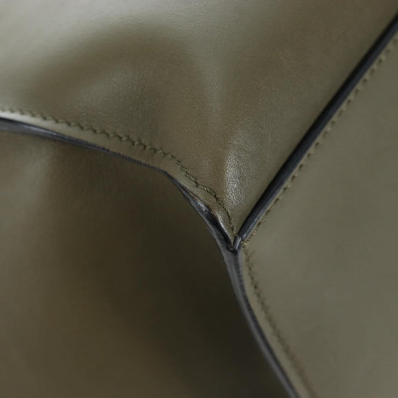 CELINE Big Bag Small Hand Bag Leather Khaki Silver Auth am12347M
