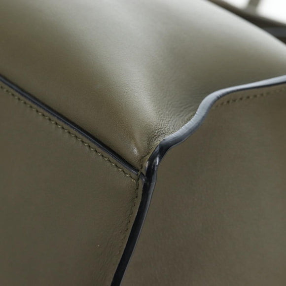 CELINE Big Bag Small Hand Bag Leather Khaki Silver Auth am12347M