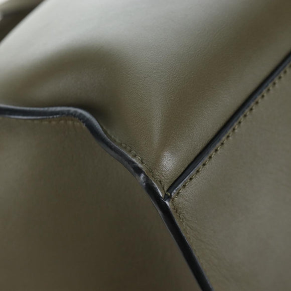 CELINE Big Bag Small Hand Bag Leather Khaki Silver Auth am12347M