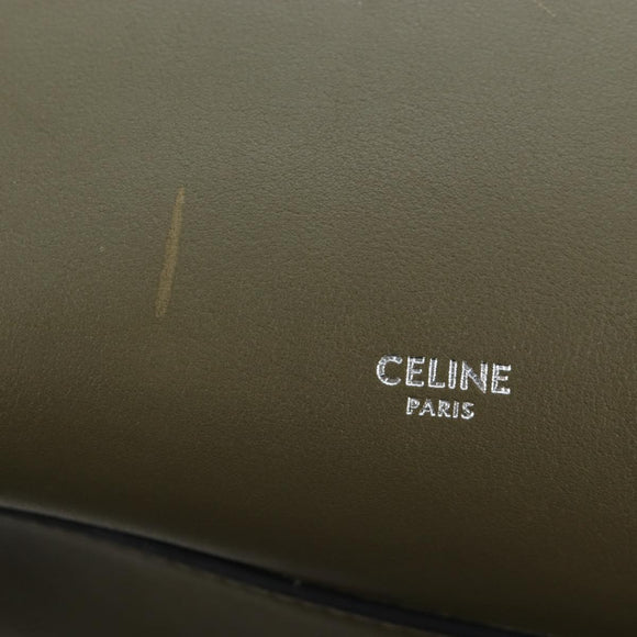 CELINE Big Bag Small Hand Bag Leather Khaki Silver Auth am12347M
