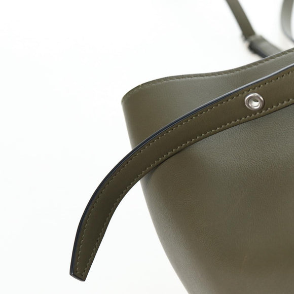 CELINE Big Bag Small Hand Bag Leather Khaki Silver Auth am12347M