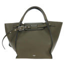 CELINE Big Bag Small Hand Bag Leather Khaki Silver Auth am12347M-2