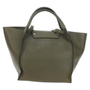 CELINE Big Bag Small Hand Bag Leather Khaki Silver Auth am12347M-3