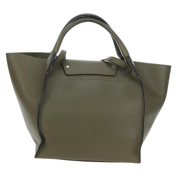 CELINE Big Bag Small Hand Bag Leather Khaki Silver Auth am12347M