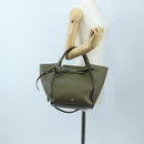 CELINE Big Bag Small Hand Bag Leather Khaki Silver Auth am12347M-30