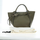 CELINE Big Bag Small Hand Bag Leather Khaki Silver Auth am12347M-31
