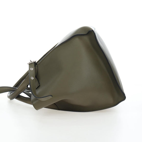 CELINE Big Bag Small Hand Bag Leather Khaki Silver Auth am12347M