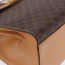CELINE Macadam Canvas Circle Hand Bag PVC Leather Brown Gold Auth am12348V-12