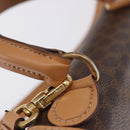 CELINE Macadam Canvas Circle Hand Bag PVC Leather Brown Gold Auth am12348V-18