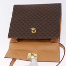 CELINE Macadam Canvas Circle Hand Bag PVC Leather Brown Gold Auth am12348V-20