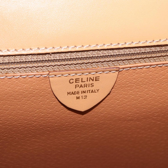 CELINE Macadam Canvas Circle Hand Bag PVC Leather Brown Gold Auth am12348V