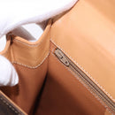 CELINE Macadam Canvas Circle Hand Bag PVC Leather Brown Gold Auth am12348V-25