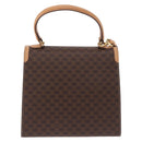 CELINE Macadam Canvas Circle Hand Bag PVC Leather Brown Gold Auth am12348V-3