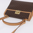 CELINE Macadam Canvas Circle Hand Bag PVC Leather Brown Gold Auth am12348V-6