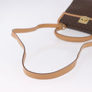 CELINE Macadam Canvas Circle Hand Bag PVC Leather Brown Gold Auth am12348V-9