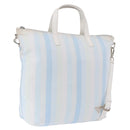 PRADA Tote Bag Canvas 2way Light Blue Silver B2052G Auth am12349A-1