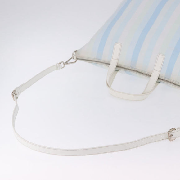 PRADA Tote Bag Canvas 2way Light Blue Silver B2052G Auth am12349A