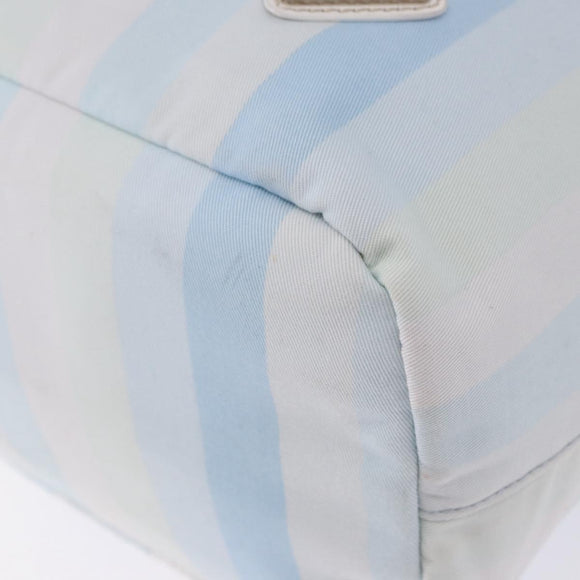 PRADA Tote Bag Canvas 2way Light Blue Silver B2052G Auth am12349A