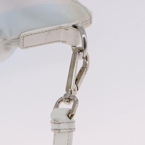 PRADA Tote Bag Canvas 2way Light Blue Silver B2052G Auth am12349A