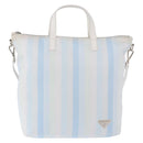 PRADA Tote Bag Canvas 2way Light Blue Silver B2052G Auth am12349A-13