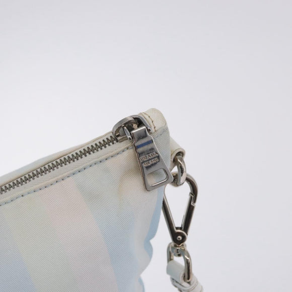 PRADA Tote Bag Canvas 2way Light Blue Silver B2052G Auth am12349A
