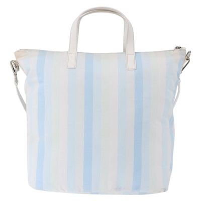 PRADA Tote Bag Canvas 2way Light Blue Silver B2052G Auth am12349A - 0
