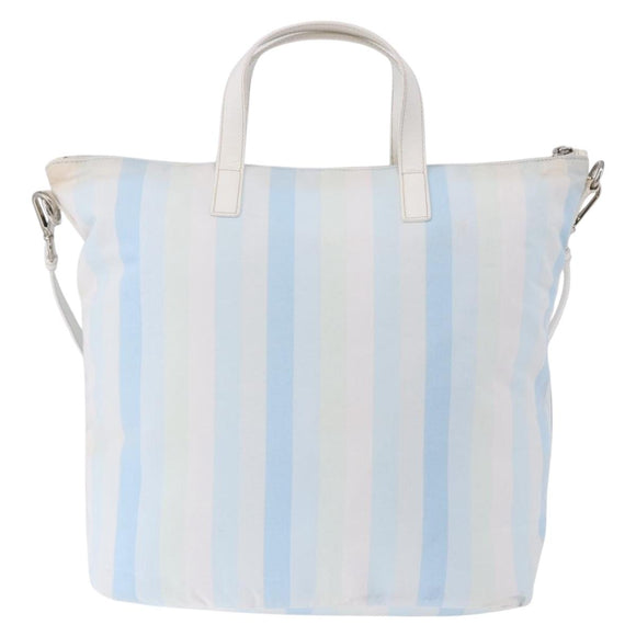 PRADA Tote Bag Canvas 2way Light Blue Silver B2052G Auth am12349A