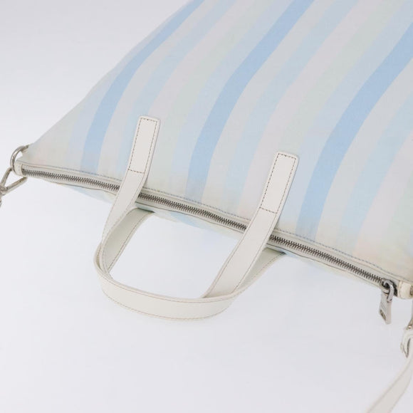 PRADA Tote Bag Canvas 2way Light Blue Silver B2052G Auth am12349A