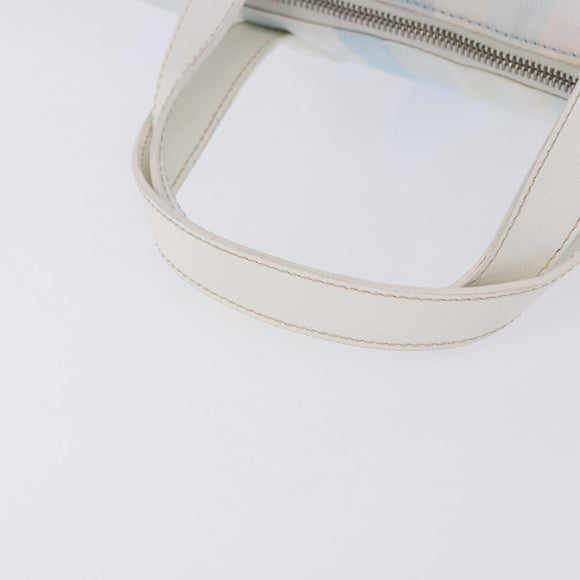 PRADA Tote Bag Canvas 2way Light Blue Silver B2052G Auth am12349A