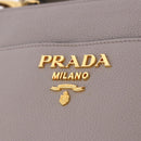 PRADA Shoulder Bag Taurillon Leather Gray Gold 1BE066 Auth am12351SAM-18